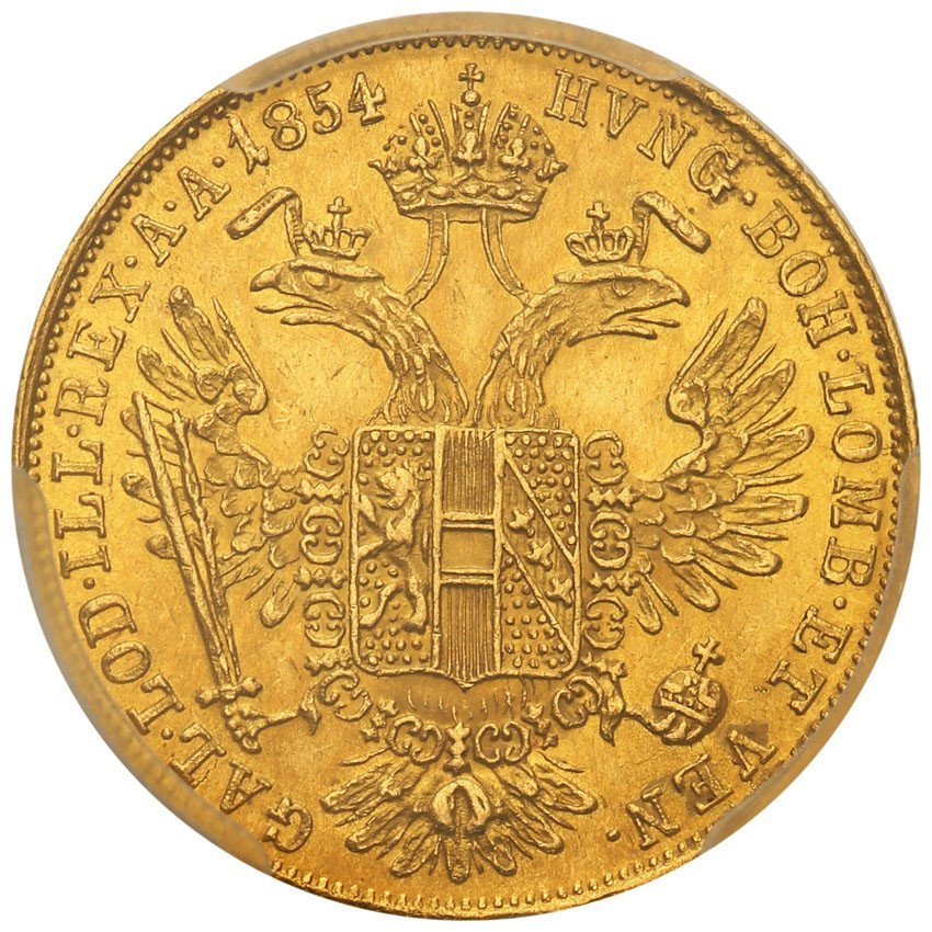 Austria. Dukat 1854 A Wiedeń PCGS MS61
